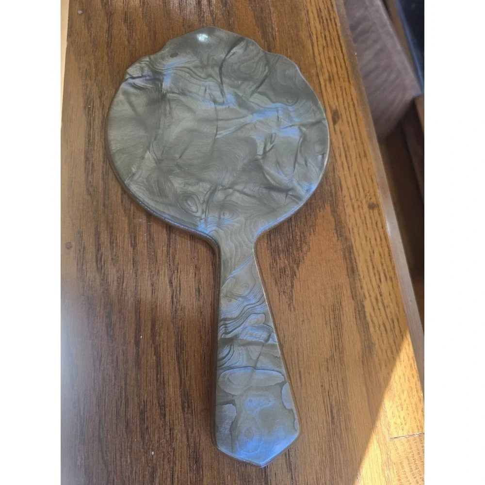 Art Deco Bakelite Green Marbleized Hand Held Vanity Mirror